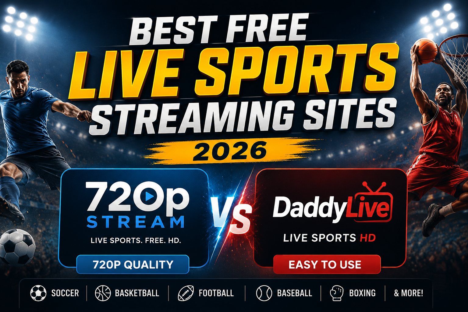 Detailed illustration for Best Free Live Sports Streaming Sites 2026 — 720pStream vs DaddyLive